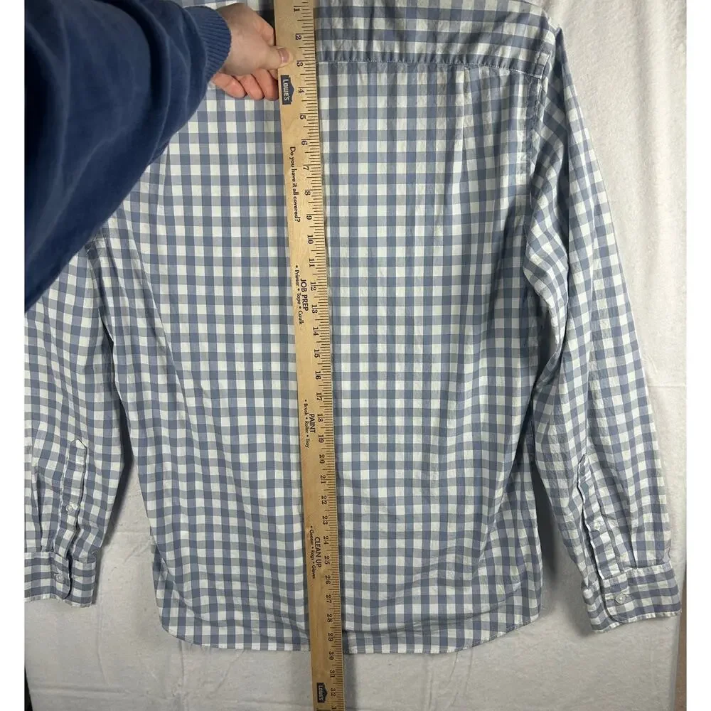 J Crew Mercantile Flex Button Down Shirt Men's Large Slim Fit Blue Gingham Check - Picture 13 of 13